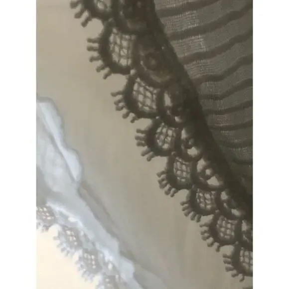 159. Peixoto Boho Sofi Dress Coconut Stripe Cutout Mini Dress SZ M White Lace - Picture 9 of 10